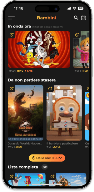 Mockup sezione bambini in app