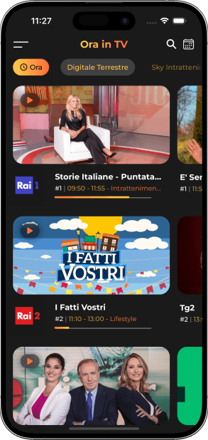 Mockup sezione ora in tv in app